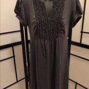 Knit gray ruffle dress